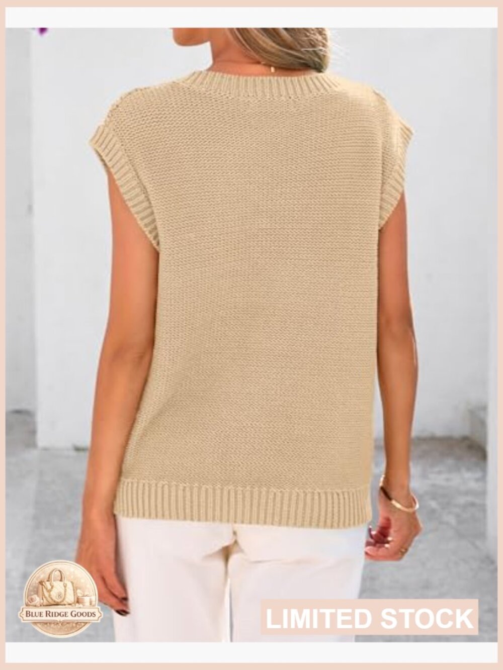 Oversized Cable Knit Sweater Vest V-Neck Loose Fit Pullover Casual Chic - Picture 3 of 7